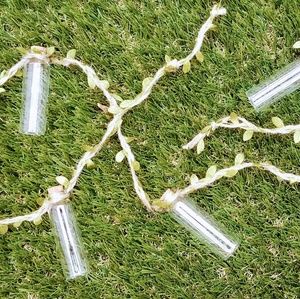 Tiny glass jars and hemp hanging planter